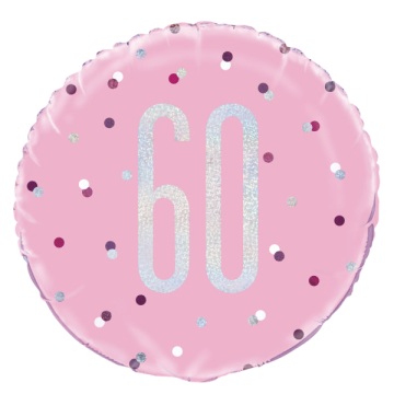 Standard pink & silver glitz prismatic age 60