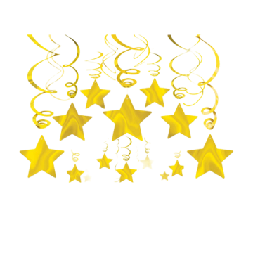 Swirl decorations shooting stars gold