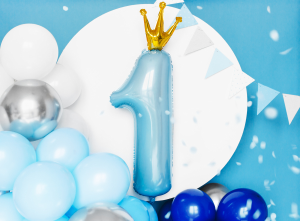 Large standing number 1 light blue