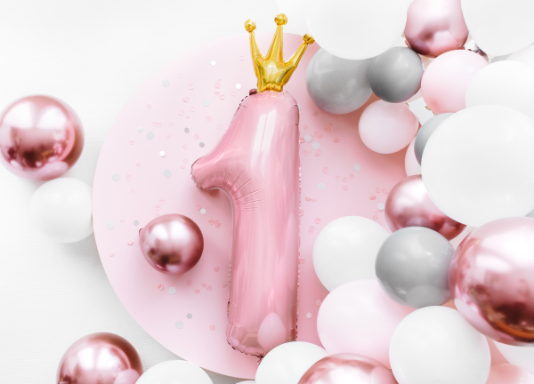 Large number 1 crown light pink