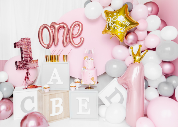 Large number 1 crown light pink