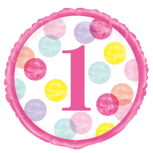 STANDARD PINK DOTS 1ST BIRTHDAY