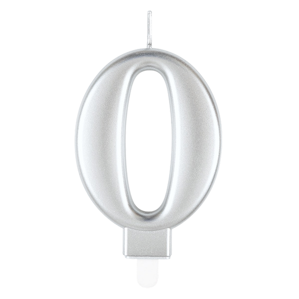 Candle number 0 silver