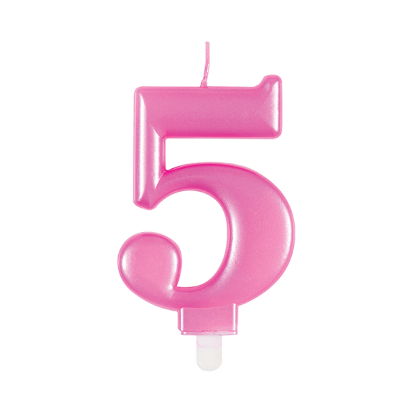 Candle number 5 met pink