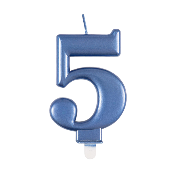 Candle Number 5 Blue