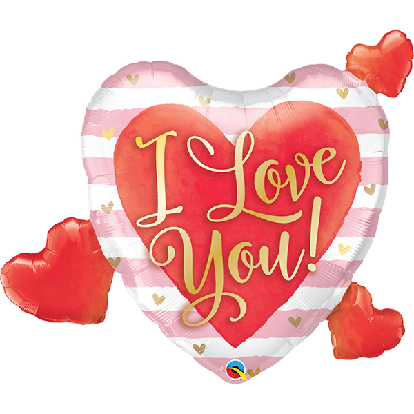 Supershape i love you pink stripes & hearts