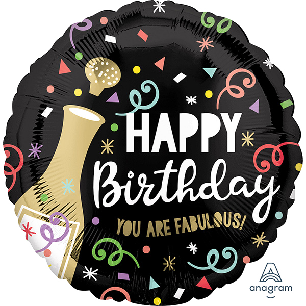 Standard happy birthday gold bubbly