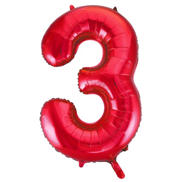 Large number 3 red