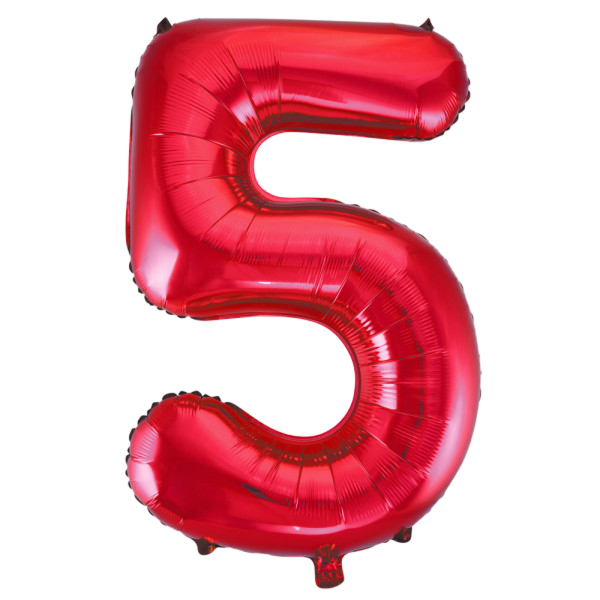 Large number 5 red