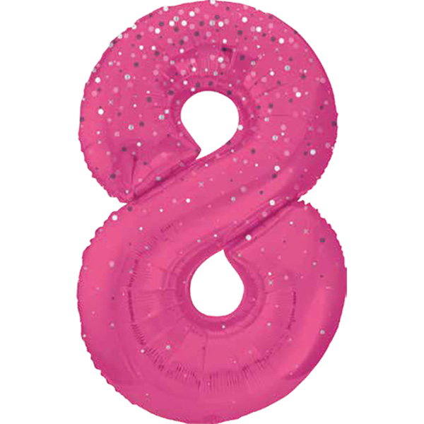 Large number 8 glitz pink