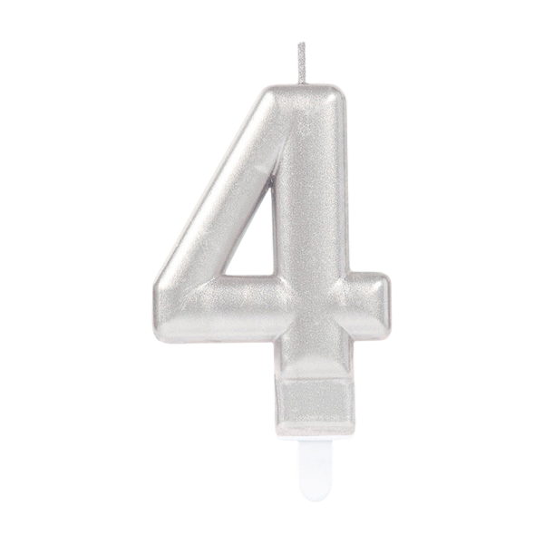 Candle number 4 silver