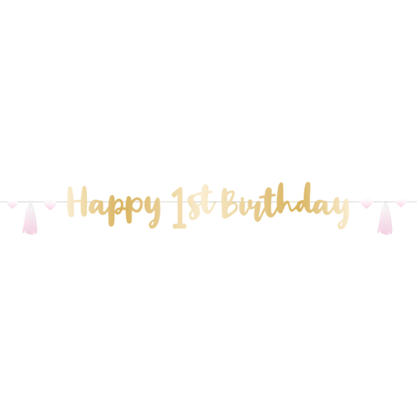 Banner 1st birthday pink ombre