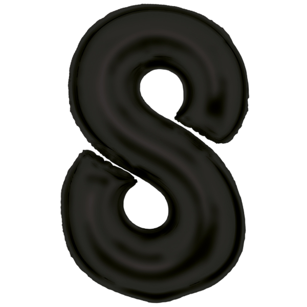 Large number 8 silk lustre black