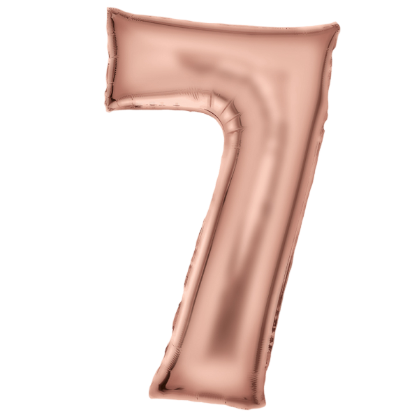 Large number 7 silk lustre rose gold