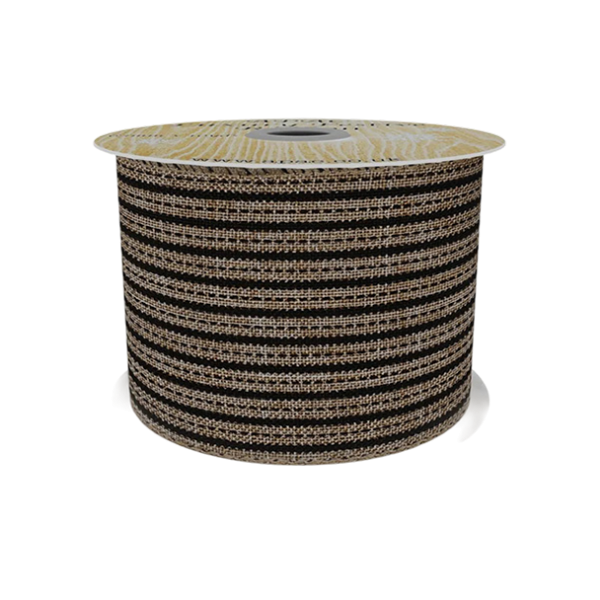 Ribbon natural black stripped fabric