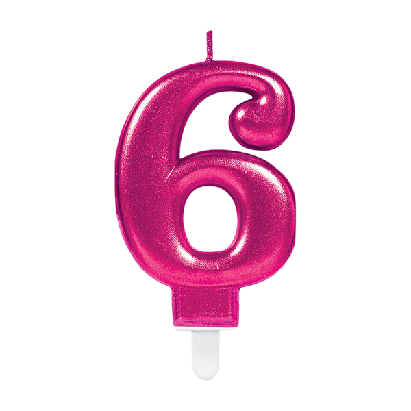 Candle number 6 pink