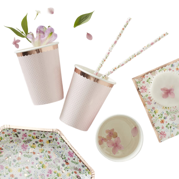Cups paper polka rose gold