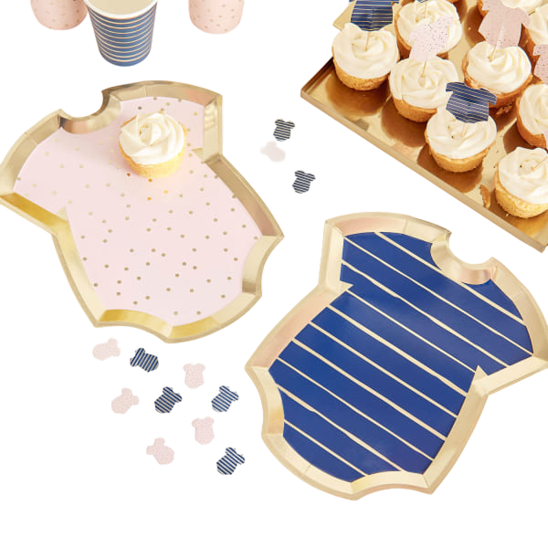 Plates paper gold pink & navy