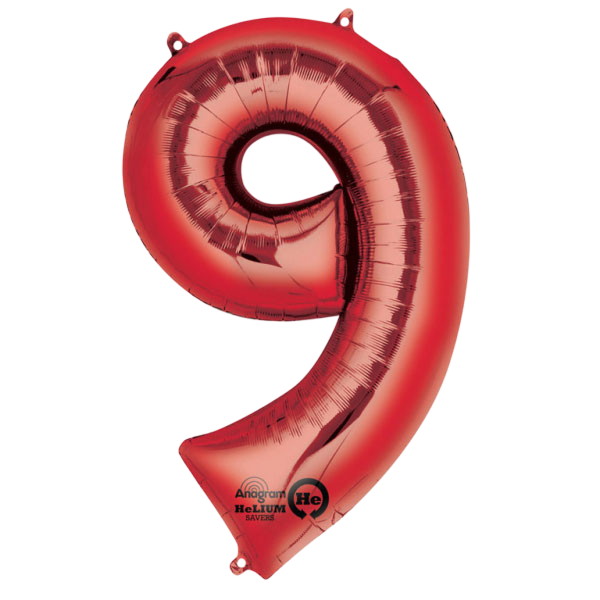 Large number 9 red
