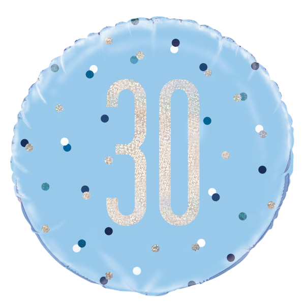 Standard blue & silver glitz prismatic age 30