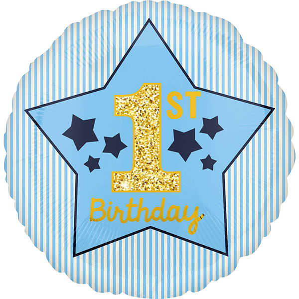 Standard boy 1st birthday blue & gold