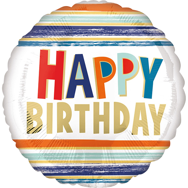 Standard happy birthday letters and stripes