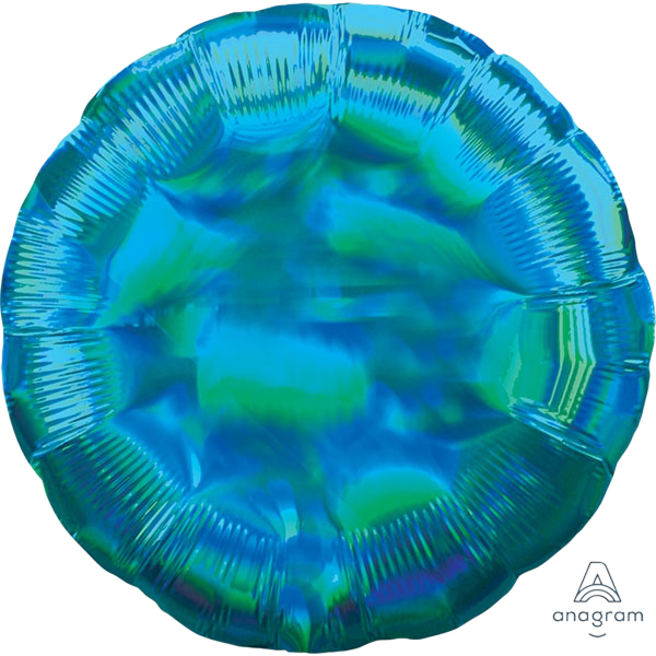 Standard round holographic iridescent cyan