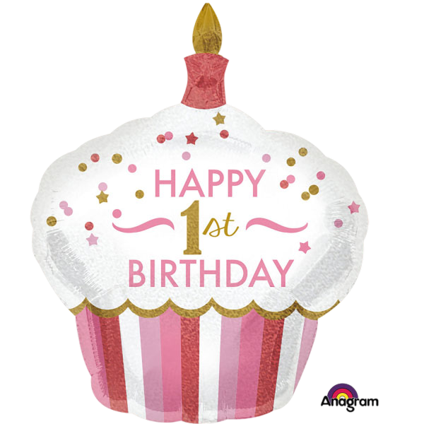 Supershape 1st birthday cupcake girl