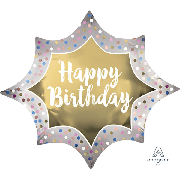 Supershape birthday satin gold budst