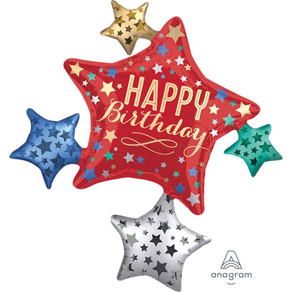 Supershape birthday satin star cluster