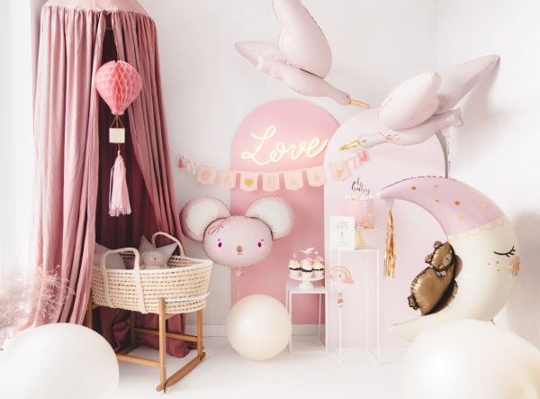 SUPERSHAPE TEDDY BEAR ON THE MOON PINK