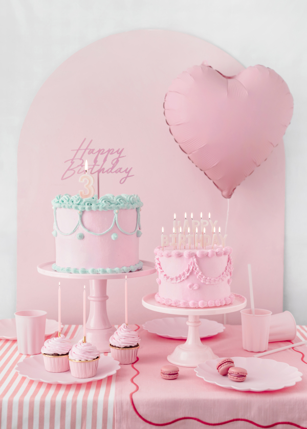 CANDLE HAPPY BIRTHDAY LIGHT PINK