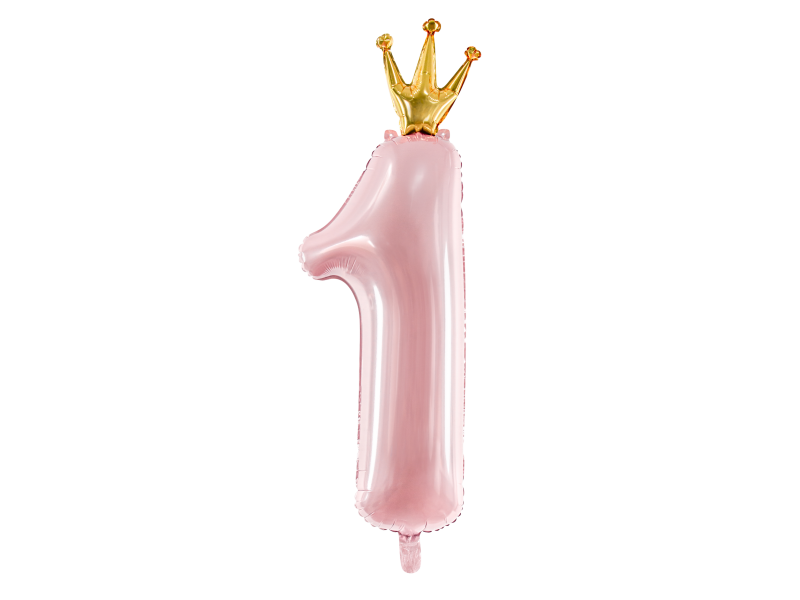 Large number 1 crown light pink