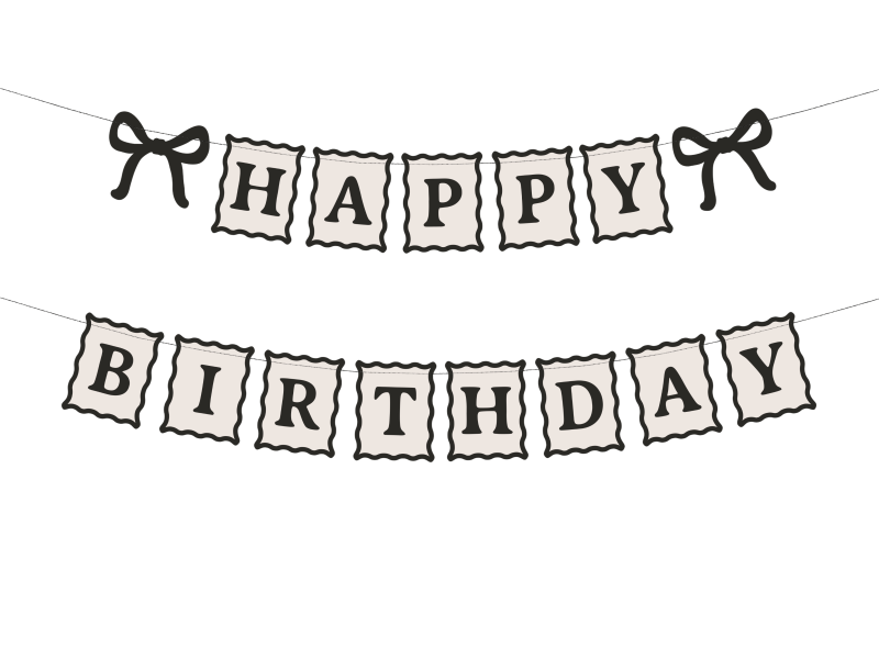 Banner happy birthday bows
