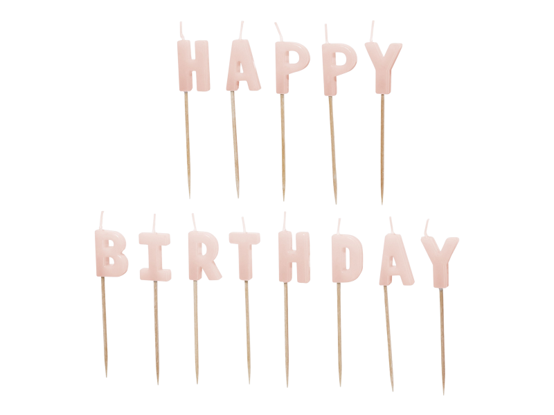 CANDLE HAPPY BIRTHDAY LIGHT PINK